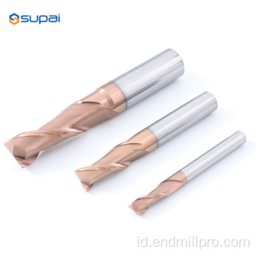 Padat Carbide Diamond 2Flute End Mills Coating Tembaga